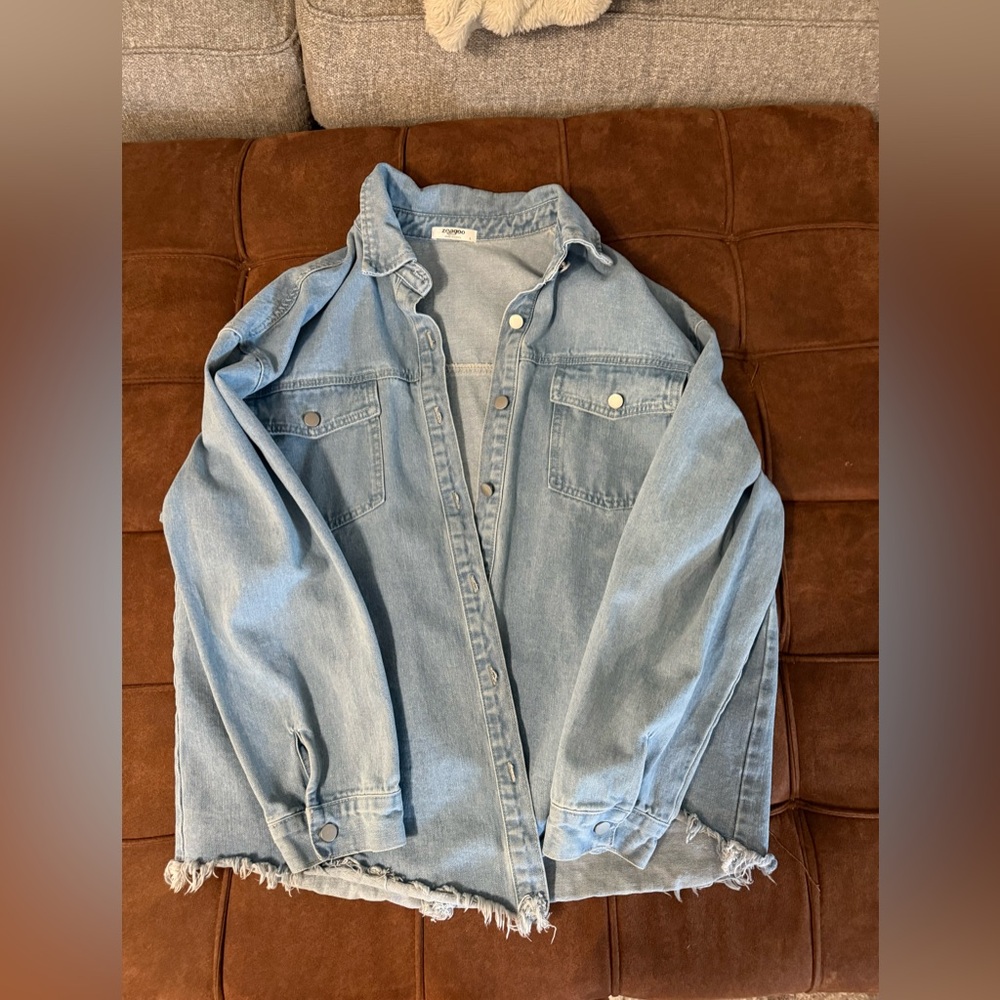 Zeagoo Light Blue Distressed Jean Jacket